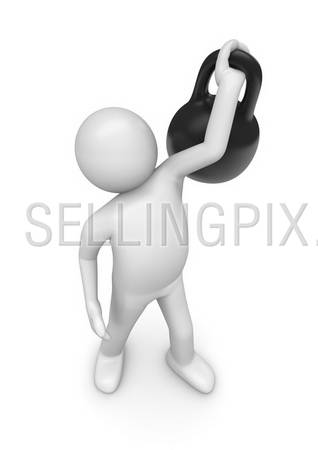 Athlete lifting a weight (3d isolated on white background characters series)