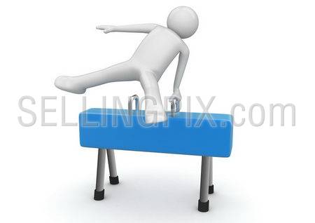 Athlete on a pommel horse (3d isolated on white background sports characters series)