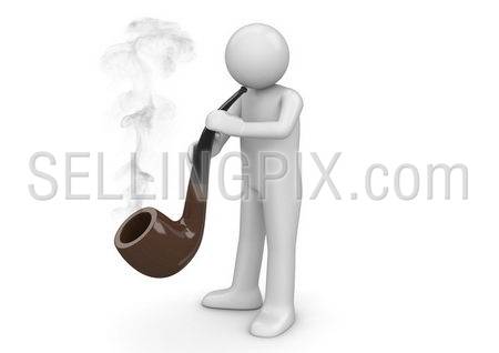 Pipe smoker (3d isolated on white background characters series)