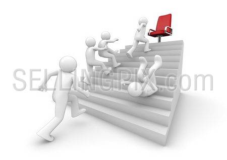Running on the ladder of success (3d isolated on white background characters, business series)