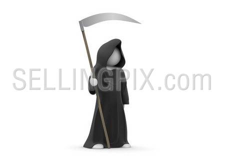 Death with scythe (3d isolated on white background characters series)