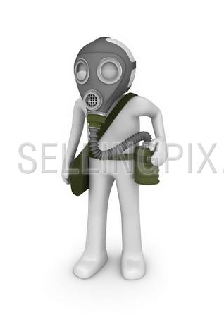 Man in gas mask (3d isolated on white background characters series)