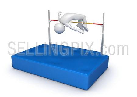 High jump (3d isolated on white background sports characters series)