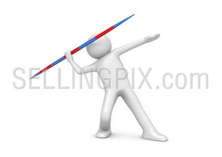 Javelin throwing (3d isolated on white background sports characters series)