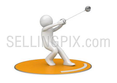 Hammer throwing (3d isolated on white background sports characters series)