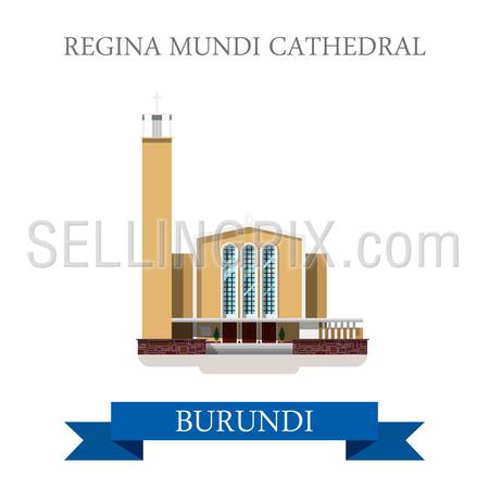 Regina Mundi Cathedral in Burundi. Flat cartoon style historic sight showplace attraction web site vector illustration. World countries cities vacation travel sightseeing Africa collection.