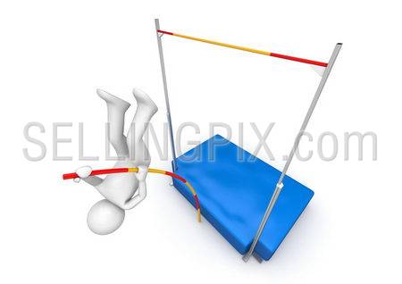 Pole-vaulting (3d isolated on white background sports characters series)
