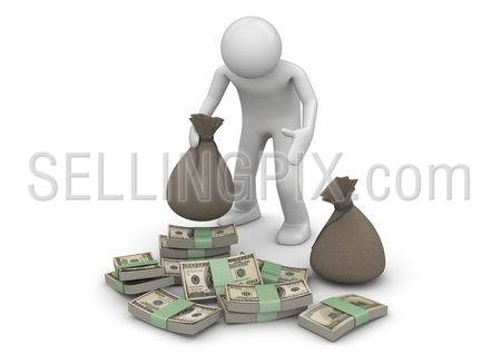 Bank robbery (3d isolated on white background characters series)