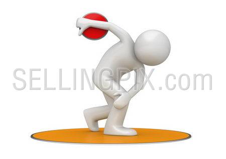 Discus throwing (3d isolated on white background sports characters series)
