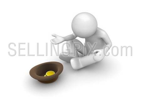 Beggary (3d isolated on white background characters series)