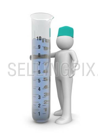 Chemist with test tube (3d isolated on white background characters series)