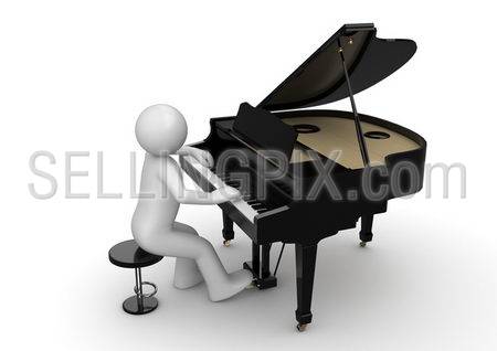 Pianist (3d isolated on white background characters series)