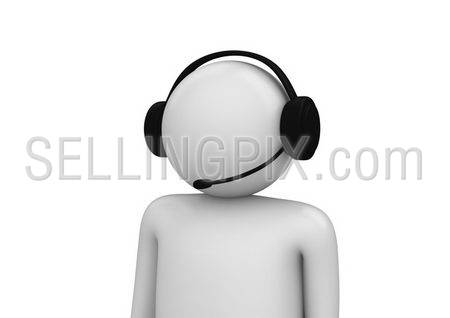 Call center operator close-up (3d isolated on white background characters series)