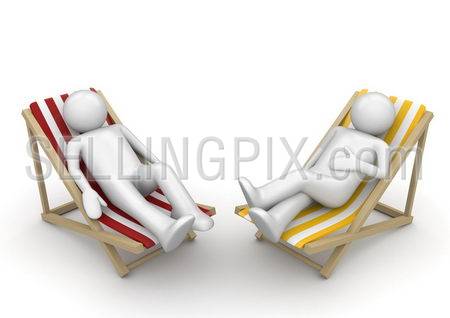 Couple on the beach (3d isolated on white background characters series)