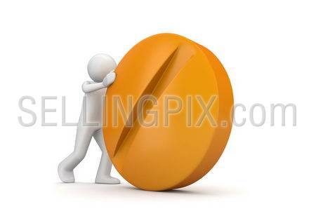 Man rolling pill (3d isolated on white background characters series)