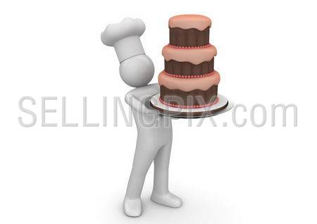 Biiiiiig cake (3d isolated on white background characters series)