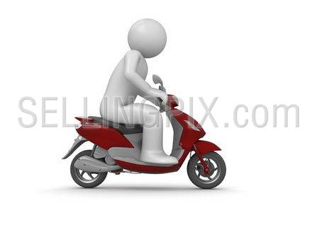 Driving scooter – 3d characters isolated on white background series