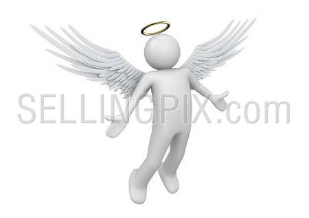 Holy guardian angel – 3d characters isolated on white background series