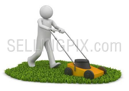 Lawn mower man – 3d characters isolated on white background series