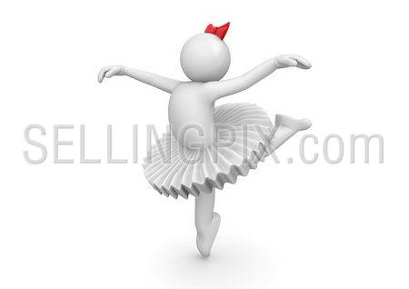 Ballerina dancing in tutu (3d characters isolated on white background series)
