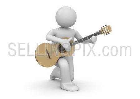 Street guitarist (3d characters isolated on white background series)