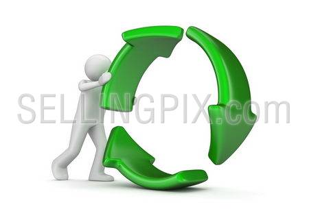 Recycling (3d characters isolated on white background series)