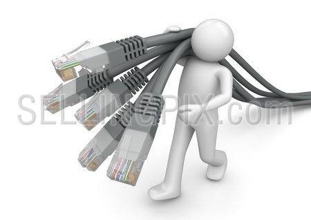 Choosing right connection (3d characters isolated on white background series)