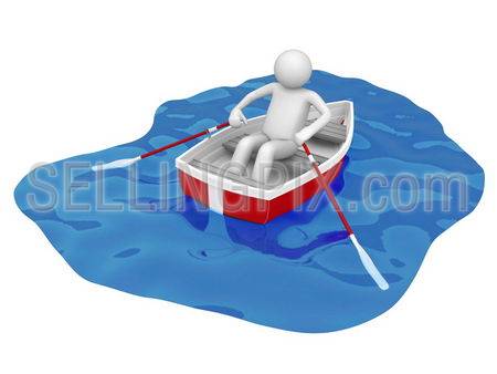 Oarsman (3d characters isolated on white background series)