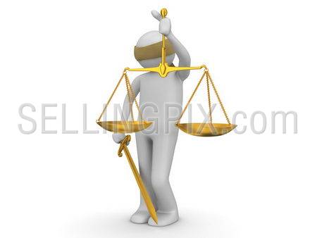 Miss Justice (3d characters isolated on white background series)