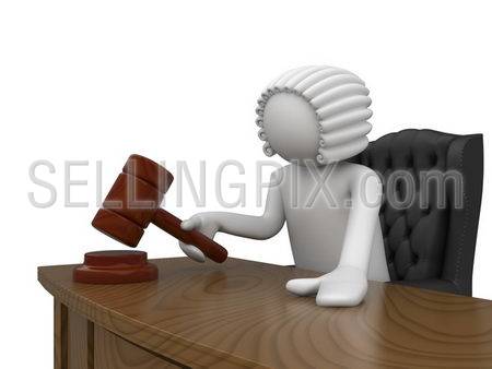 Mr. Judge (3d characters isolated on white background series)