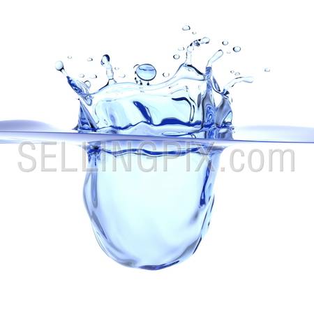 Abstract water splash (Fascinating isolated on white background water splashes series)