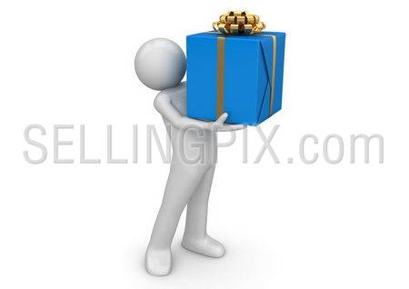 Here is your present (3d characters isolated on white background series)
