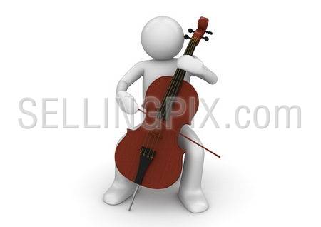 Cellist (3d characters isolated on white background series)