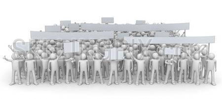 Demonstration – huge crowd (3d characters isolated on white background series)