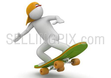 Sketeboarding (3d characters isolated on white background series)