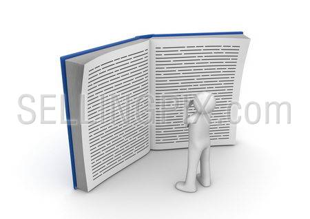 Education collection – Man reading huge book