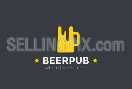 Beer Mug Silhouette Logo design vector template Negative space.
Bar Pub Logotype Alcoholic drinks concept icon.