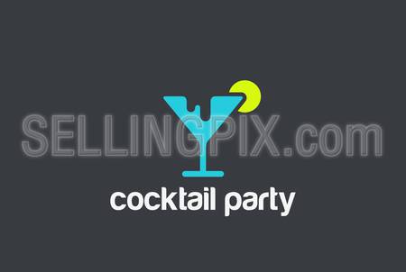 Cocktail Silhouette Logo design vector template Negative space.
Alcoholic drinks concept Logotype icon.