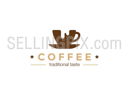 Coffee cup Logo design vector template Negative space style.
Coffee-shop cafe Logotype concept icon.