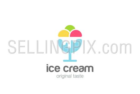 Ice cream Logo design vector template Negative space style.
Gelato Logotype concept icon silhouette.
