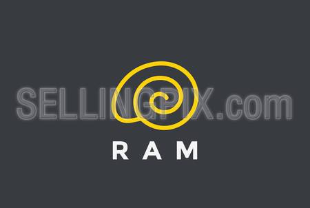Ram Logo abstract design vector template linear style.
Mutton Logotype Food Jewelry concept. Outlined icon.