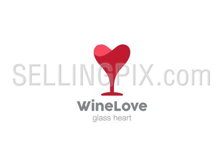 Glass Heart shape abstract Logo design vector template.
Love Wine Logotype concept icon