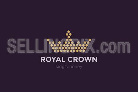 Crown of Hexagon cells Logo design vector template.
Royal King Honey Logotype concept idea icon