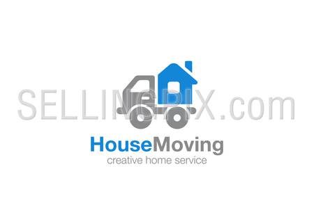 Home service Logo design vector template.
Moving House by Car Logotype concept icon.