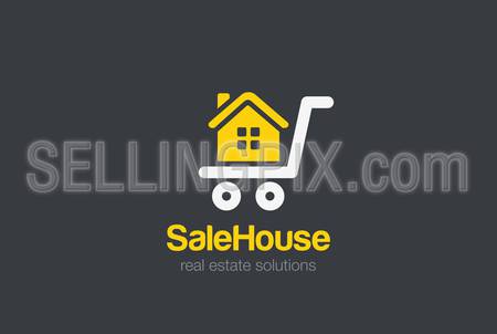 Real Estate Logo design vector template.
Sale cart House silhouette Logotype concept icon.