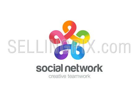 Social network Logo colorful design vector template.
Five point Infinity Looped star Logotype. Infinite shape concept Loop icon.