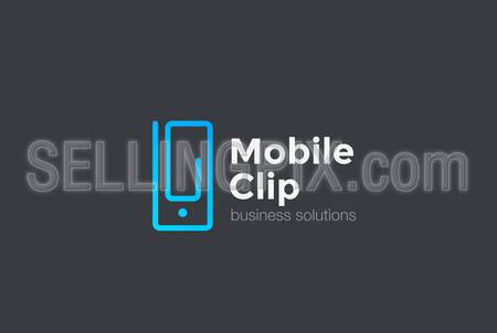 Mobile Phone as Clip Logo design vector template Linear style.
Creative Business Technology Solutions Logotype concept icon.