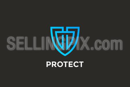 Security Agency Shield Logo design vector template linear style.
Attorney Looped Lines Lawyer Legal Protection Logotype. Law concept icon.