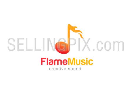 Note in Flame Music Hot sound Logo design vector template.
Fire melody Logotype concept icon.