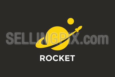 Rocket Planet Logo abstract design vector template Negative space style.
Startup Logotype concept icon